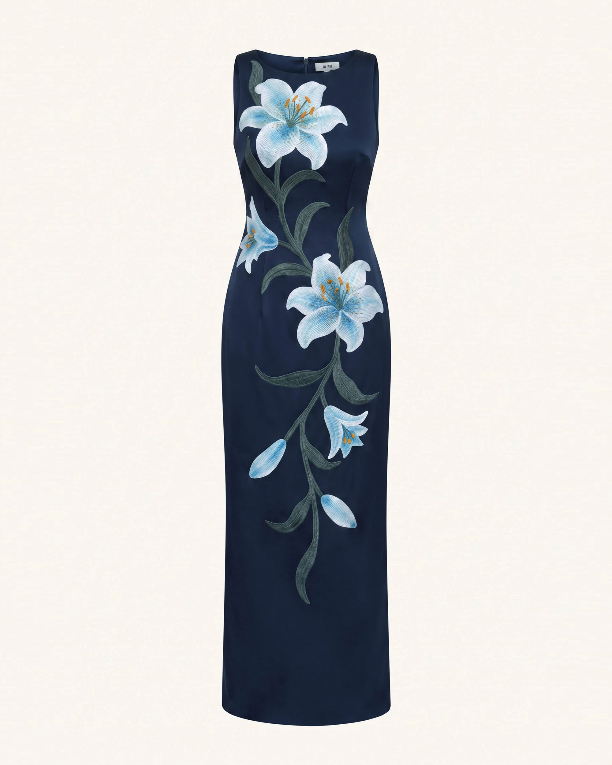 Lily Floral Print Sleeveless Column Maxi Dress - Dark Blue - Image 3