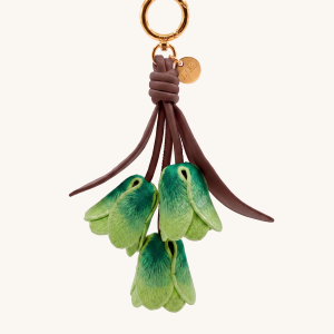3D Embroidered Tulip Bag Charm - Gradient Green