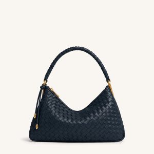 Lorena Woven Shoulder Bag - Navy Blue