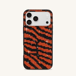 Tiger Stripe Artificial Crystal Phone Case - Black