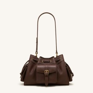Harper Drawstring Shoulder Bag - Brown