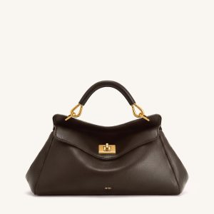 Lucia Elongated Top Handle Bag - Dark Brown