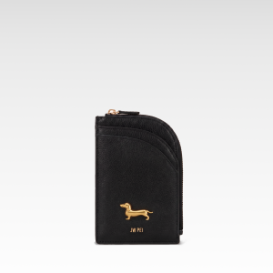 Maeve Dachshund Emblem Curved Card Holder - Black