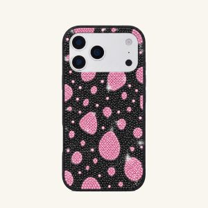 Pink Bubble Artificial Crystal Phone Case - Black