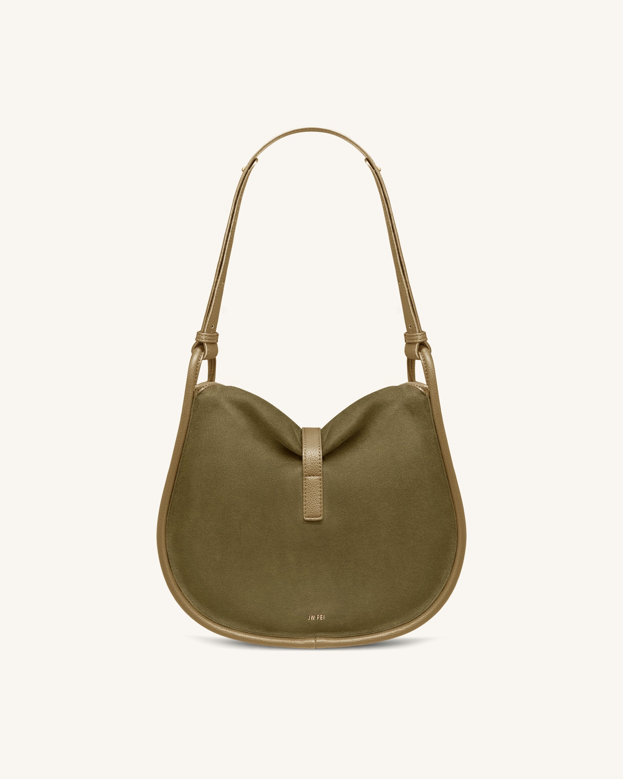 Arla Small Faux Suede Hobo Bag - Olive Green - Image 4