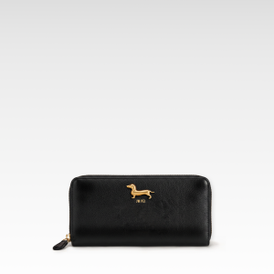 Maeve Dachshund Emblem Zip-Around Wallet - Black