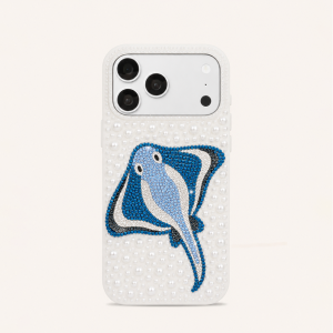 Manta Ray Pearl Artificial Crystal Phone Case – White