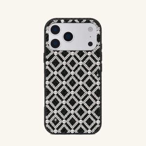 Geometric Rhinestone Phone Case – Black