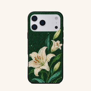 White Lily Artificial Crystal Phone Case – Green