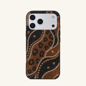 Abstract Leopard Artificial Crystal Phone Case - Black Brown