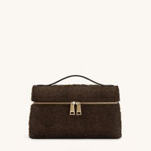 Thea Faux Fur Top Handle Bag - Mocha Brown