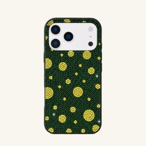 Polka Dot Artificial Crystal Phone Case - Green