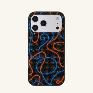 Swirl Line Artificial Crystal Phone Case - Black