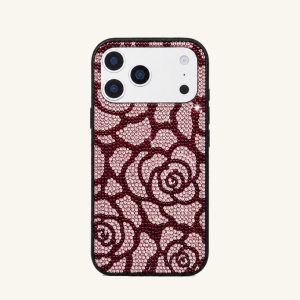 Rose Artificial Crystal Phone Case - Burgundy