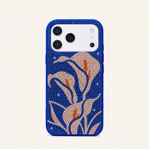 Blush Calla Lily Artificial Crystal Phone Case - Blue