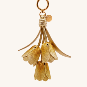 3D Embroidered Tulip Bag Charm - Gold