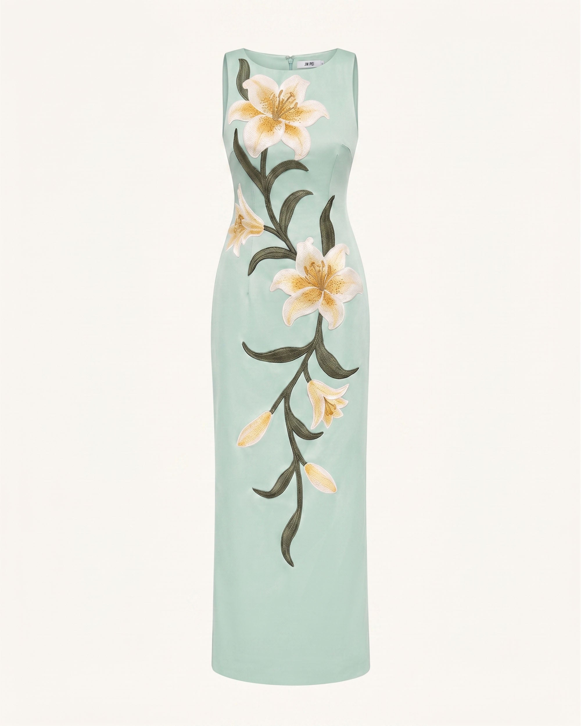 Lily Floral Print Sleeveless Column Maxi Dress - Mint Green - Image 3