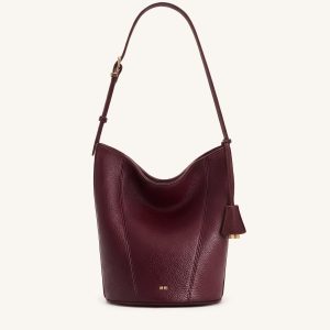 Zora Pebbled Bucket Bag - Deep Burgundy
