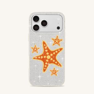 Starfish Artificial Crystal Phone Case - White