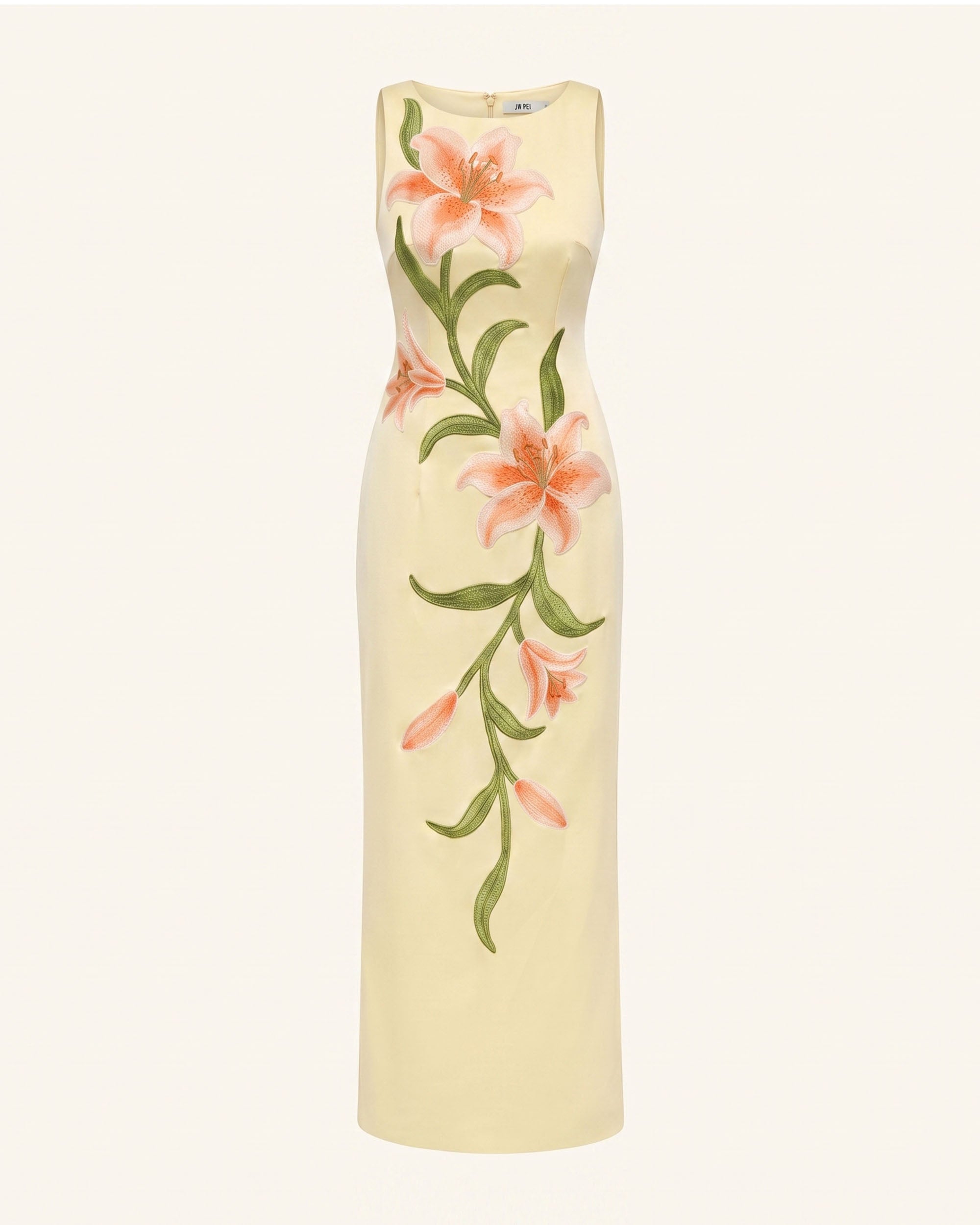 Lily Floral Print Sleeveless Column Maxi Dress - Light Yellow - Image 3