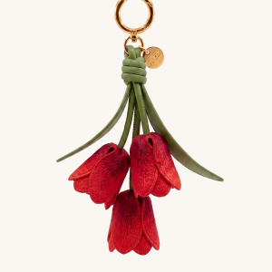 3D Embroidered Tulip Bag Charm - Gradient Red