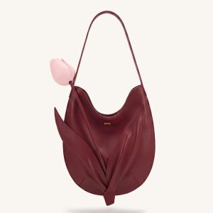 Tulip Shape Shoulder Bag -  Burgundy