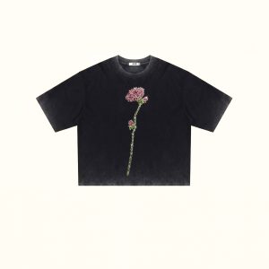 The Enchanted Rhinestone Rose Tee - Faded Black