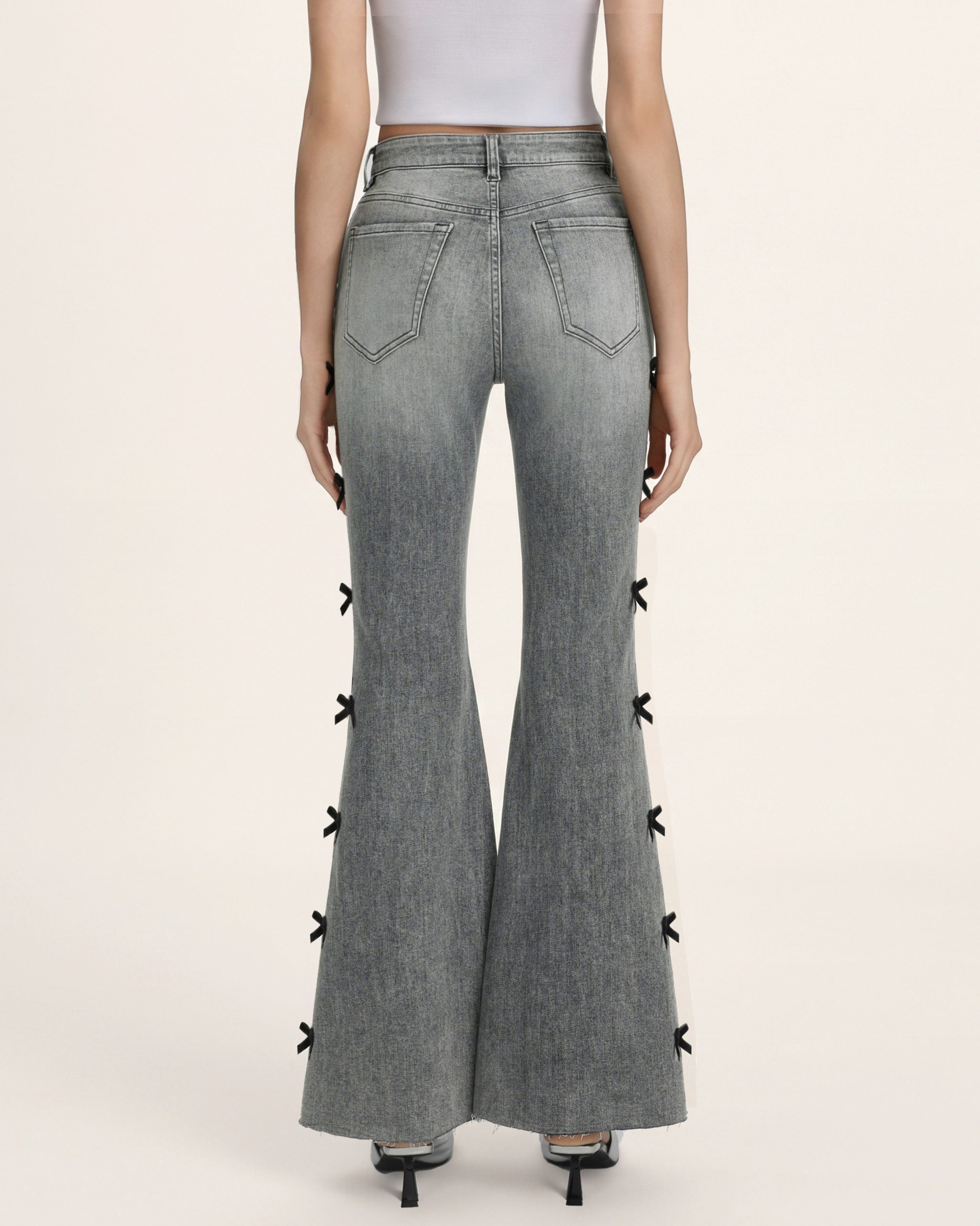 Black Velvet Bow Boogie Child Fray Jeans - Smoke and Mirrors - Image 2